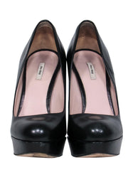 Current Boutique-Miu Miu - Black Leather Platform Pumps Sz 6.5