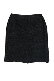 Current Boutique-Miu Miu - Black Metallic Brocade Pleated Skirt Sz 6