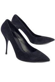 Current Boutique-Miu Miu - Black Suede Pointed Toe Pumps Sz 10