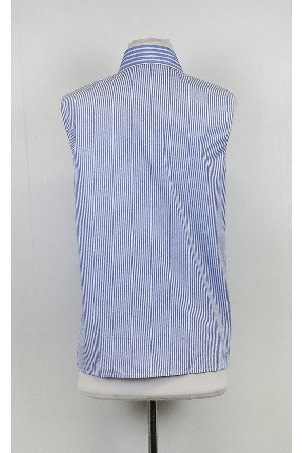 Current Boutique-Miu Miu - Blue & White Striped Ruffle Top Sz 10