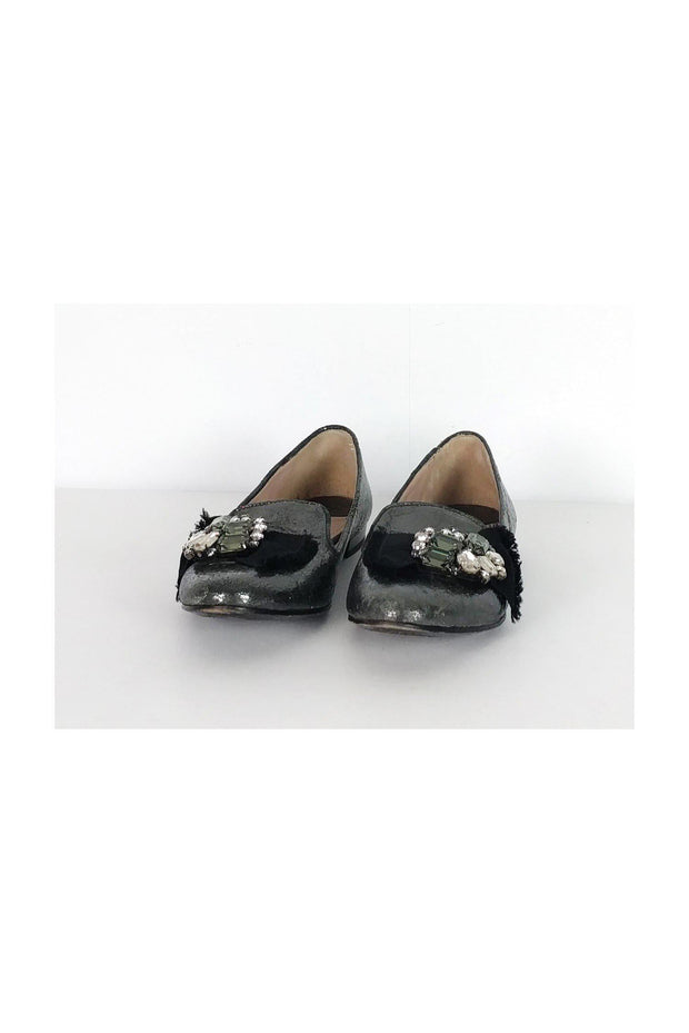 Current Boutique-Miu Miu - Crackled Grey Ballerina Flats Sz 6.5