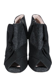 Current Boutique-Miu Miu - Dark Grey Wool Open Toe Ankle Booties Sz 10