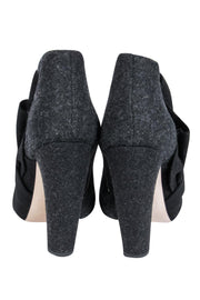 Current Boutique-Miu Miu - Dark Grey Wool Open Toe Ankle Booties Sz 10