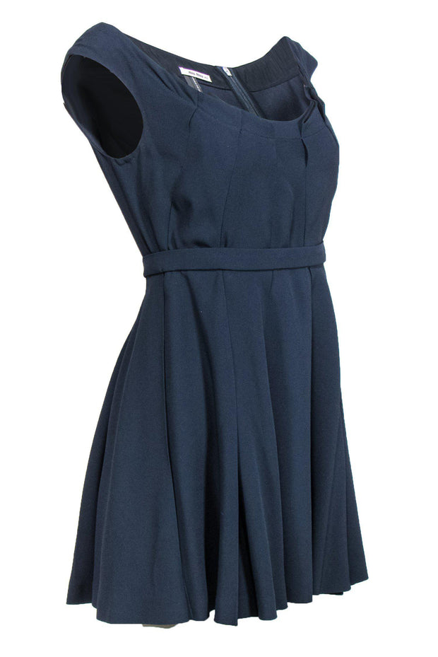 Current Boutique-Miu Miu - Navy Pleated Fit & Flare Dress Sz 10