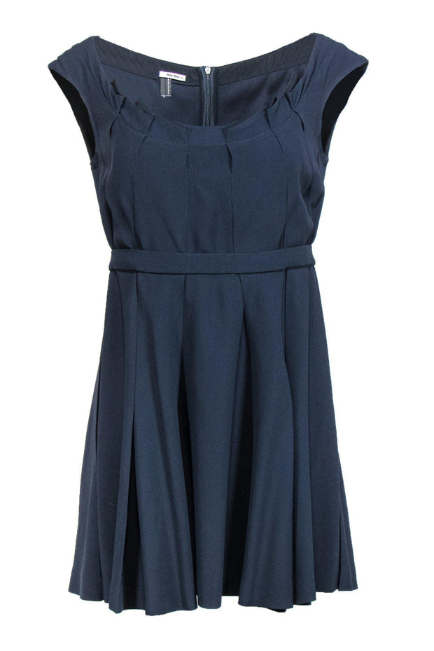 Current Boutique-Miu Miu - Navy Pleated Fit & Flare Dress Sz 10