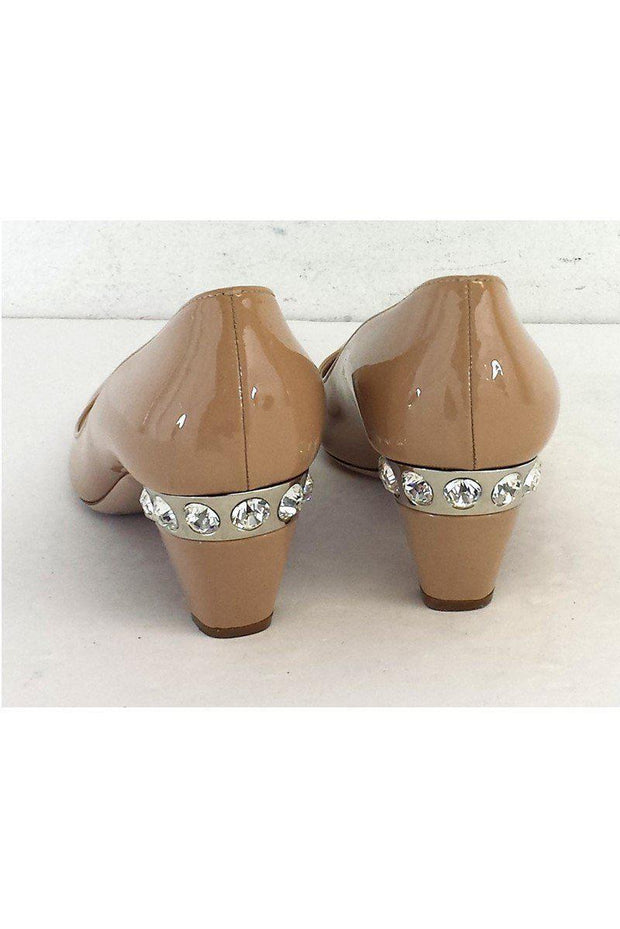 Current Boutique-Miu Miu - Nude Patent Leather Heels Sz 7