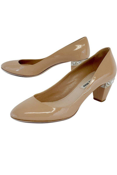 Current Boutique-Miu Miu - Nude Patent Leather Heels Sz 7