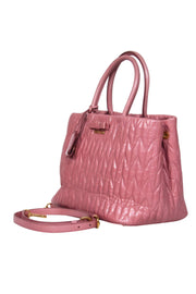 Current Boutique-Miu Miu - Pink Quilted “Vitello Shine Trapu” Convertible Satchel