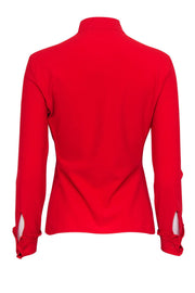 Current Boutique-Miu Miu - Red Button-Up Blouse w/ Scalloped Cuffs Sz 8