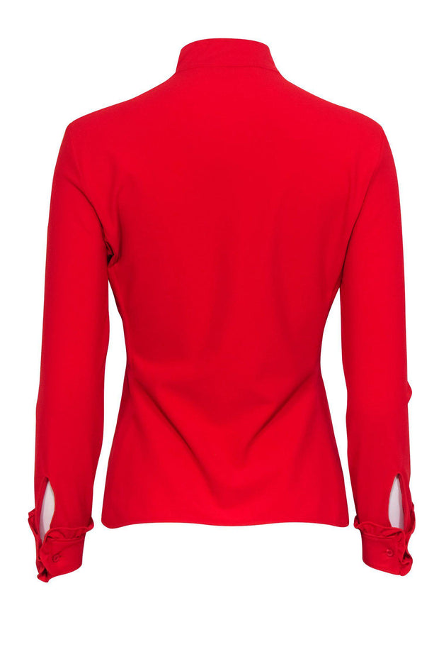 Current Boutique-Miu Miu - Red Button-Up Blouse w/ Scalloped Cuffs Sz 8