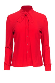 Current Boutique-Miu Miu - Red Button-Up Blouse w/ Scalloped Cuffs Sz 8