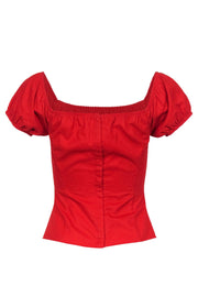 Current Boutique-Miu Miu - Red Short Puff Sleeve Cotton Top Sz XS