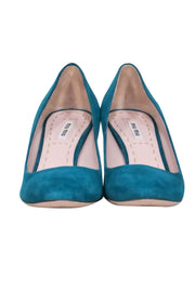 Current Boutique-Miu Miu – Teal Suede Pumps Sz 7