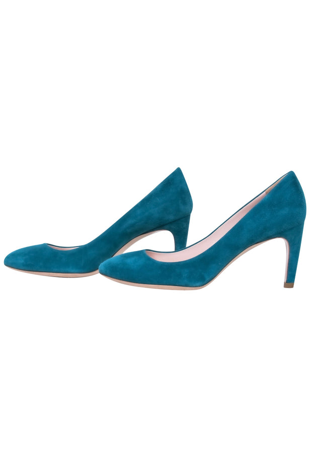 Current Boutique-Miu Miu – Teal Suede Pumps Sz 7