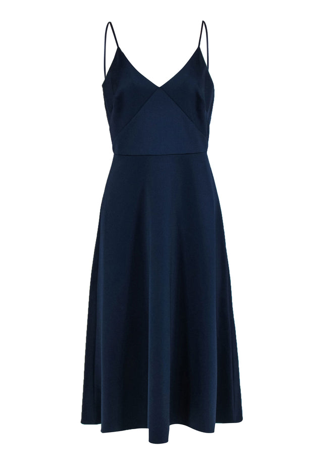 Current Boutique-Monique Lhuillier - Navy Jersey Knit Midi Dress Sz 8