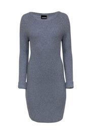 Current Boutique-Monrow - Grey Ribbed Knit Midi Sweater Dress w/ Elbow Cutouts Sz M