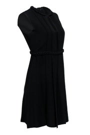 Current Boutique-Moschino - Black Pleated Sheath Dress w/ Keyhole & Braid Detail Sz 8