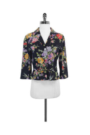 Current Boutique-Moschino Cheap & Chic - Black Floral Cropped Blazer Sz S