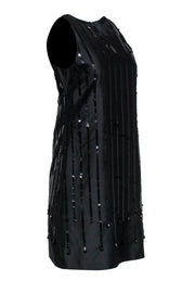 Current Boutique-Moschino Cheap & Chic - Black Sleeveless Silk Shift Dress w/ Sequin Stripes Sz 8