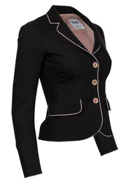 Current Boutique-Moschino Cheap & Chic - Brown Contrast Trim Blazer w/ Flower Buttons Sz 4