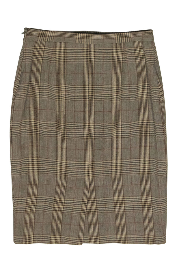 Current Boutique-Moschino Cheap & Chic - Tan Plaid Pencil Skirt Sz 10