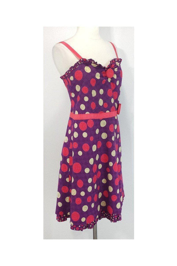 Current Boutique-Moschino - Purple & Pink Cotton Dot Dress Sz L