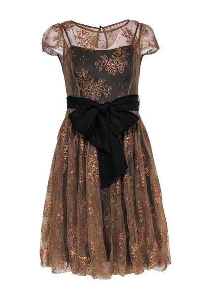 Current Boutique-Moulinette Soeurs - Bronze Lace A-Line Cocktail Dress Sz 4