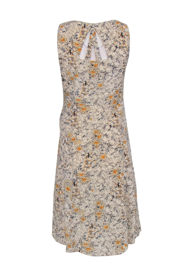 Current Boutique-Moulinette Soeurs - Cream Floral A-Line Silk Dress w/ Cutouts Sz 0