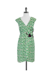 Current Boutique-Moulinette Soeurs - Green & Brown Tulip Print Silk Dress Sz 2