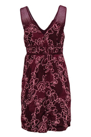 Current Boutique-Moulinette Soeurs - Maroon Lace & Mesh Floral Dress Sz 10