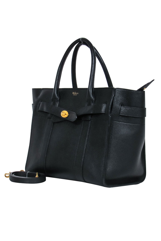 Current Boutique-Mulberry - Black Pebbled Leather Convertible Square Satchel