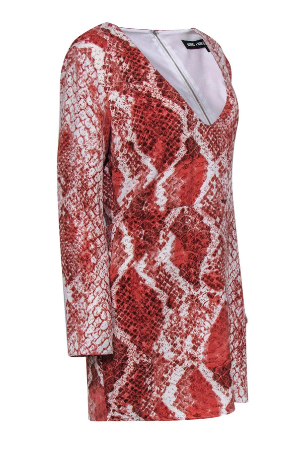 Current Boutique-NBD - Blush Snakeskin Plunging Neckline Dress Sz L