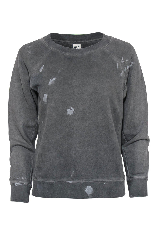 Current Boutique-NSF - Gray Distressed Crewneck Sweatshirt Sz P