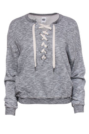 Current Boutique-NSF - Heathered Grey Lace-Up Sweatshirt Sz P