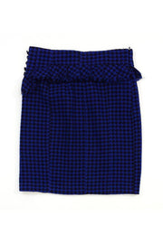 Current Boutique-Nanette Lepore - Black & Blue Houndstooth Peplum Skirt Sz 10