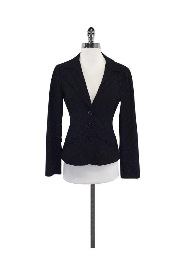 Current Boutique-Nanette Lepore - Black Cotton Textured Jacket Sz 4