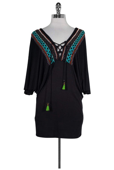 Current Boutique-Nanette Lepore - Black Embroidered Tunic Sz XS