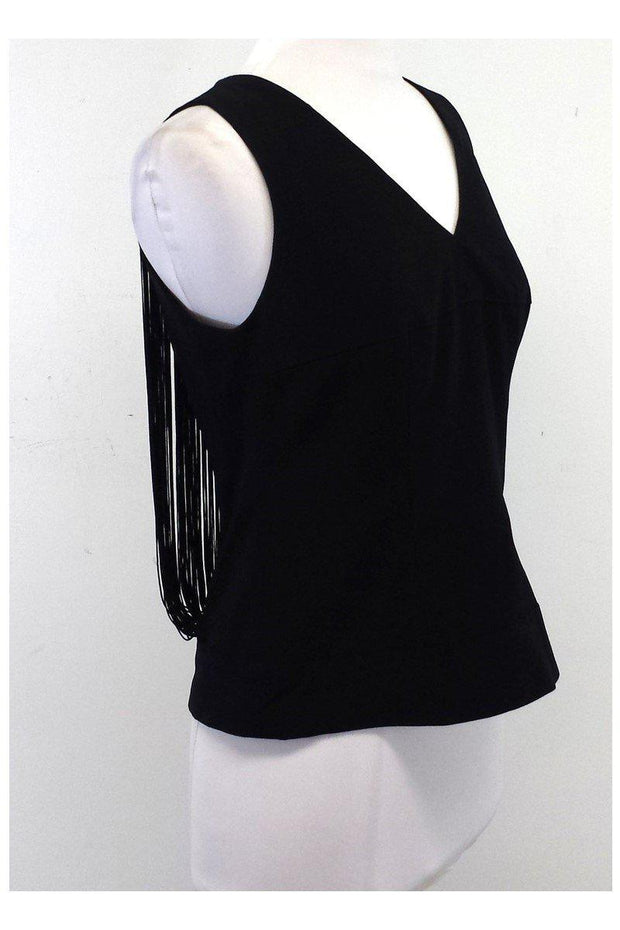 Current Boutique-Nanette Lepore - Black Fringe Back Tank Sz 4