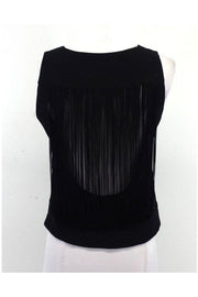 Current Boutique-Nanette Lepore - Black Fringe Back Tank Sz 4