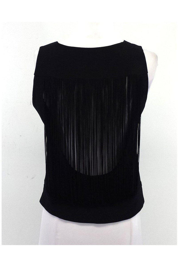 Current Boutique-Nanette Lepore - Black Fringe Back Tank Sz 4