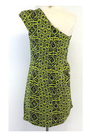 Current Boutique-Nanette Lepore - Black & Green One Shoulder Silk Dress Sz 6