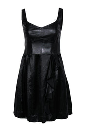 Current Boutique-Nanette Lepore - Black Leather & Satin A-Line Cocktail Dress Sz 6