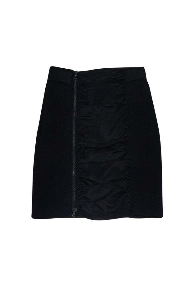 Current Boutique-Nanette Lepore - Black Satin Ruched Skirt Sz 4