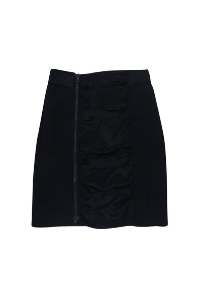 Current Boutique-Nanette Lepore - Black Satin Ruched Skirt Sz 6