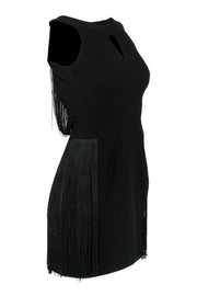 Current Boutique-Nanette Lepore - Black Sheath Dress w/ Fringe Back Sz 0