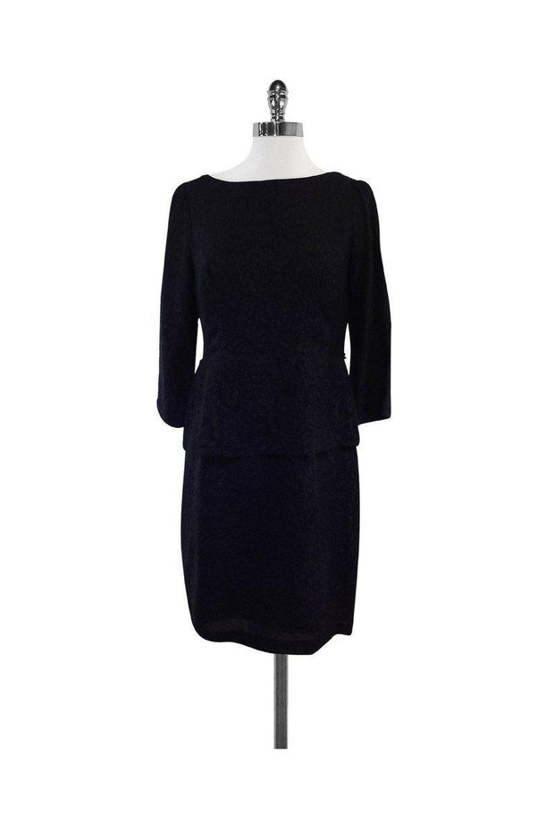 Current Boutique-Nanette Lepore - Black Silk Brocade Long Sleeve Dress Sz 6