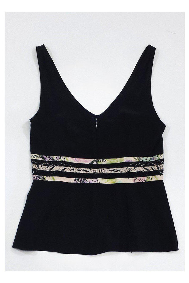 Current Boutique-Nanette Lepore - Black Stripe Detail Silk Tank Sz 4