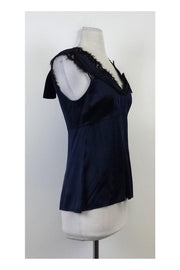 Current Boutique-Nanette Lepore - Blue & Black Silk Blouse Sz 4