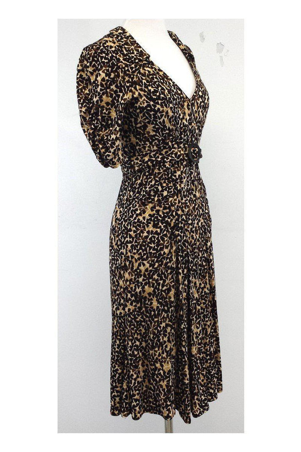 Current Boutique-Nanette Lepore - Brown & Tan Print Short Sleeve Dress Sz 6