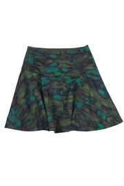 Current Boutique-Nanette Lepore - Green Abstract Print Flared Skirt Sz 4